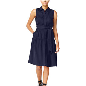 Maison Jules Utility Pocket A Line Blue Dress